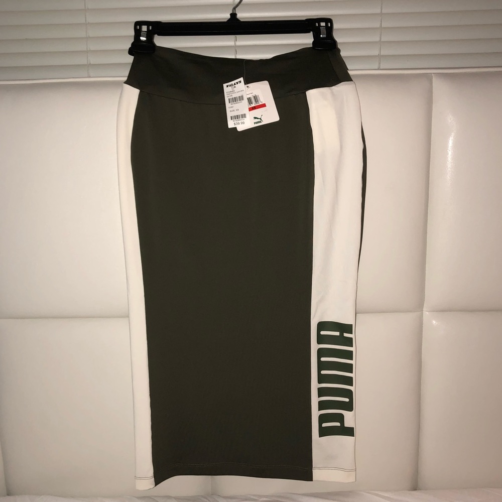 Olive Green Puma Pencil Skirt - XS